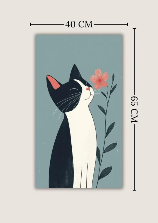 Cuadro "Cat and Flower" 40x65cm