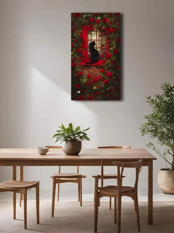 Cuadro "Cat and Roses" 40x65cm