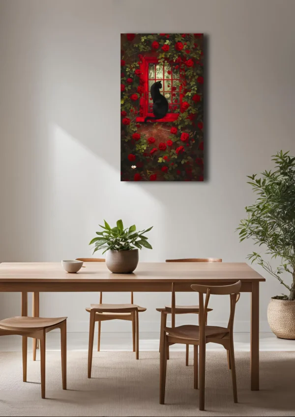 CUA-014 (2) Cuadro "Cat and Roses" 40x65cm