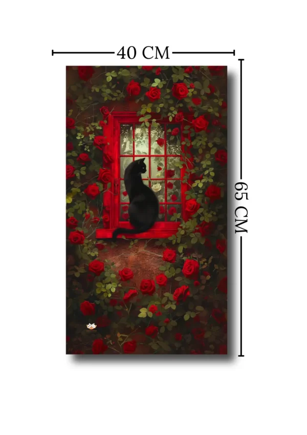 CUA-014 (3) Cuadro "Cat and Roses" 40x65cm