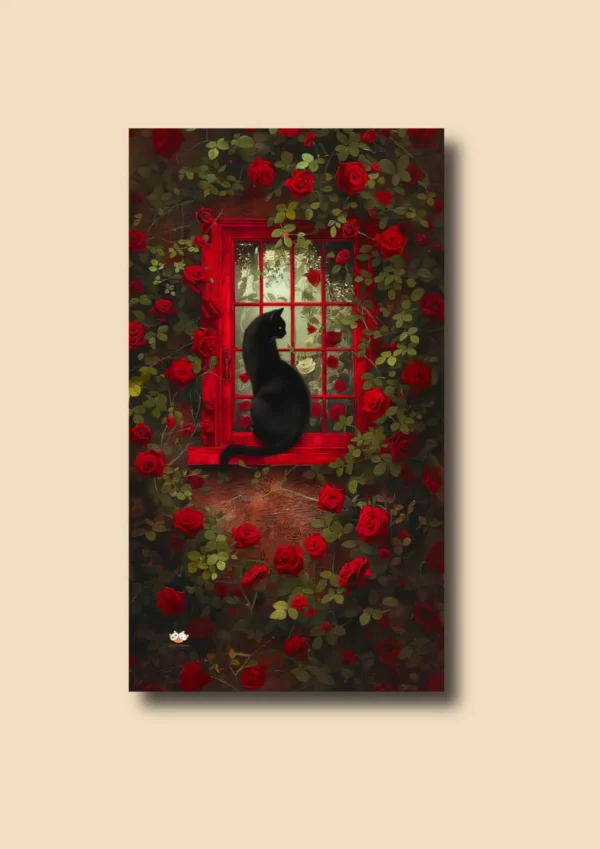 CUA-014 Cuadro "Cat and Roses" 40x65cm