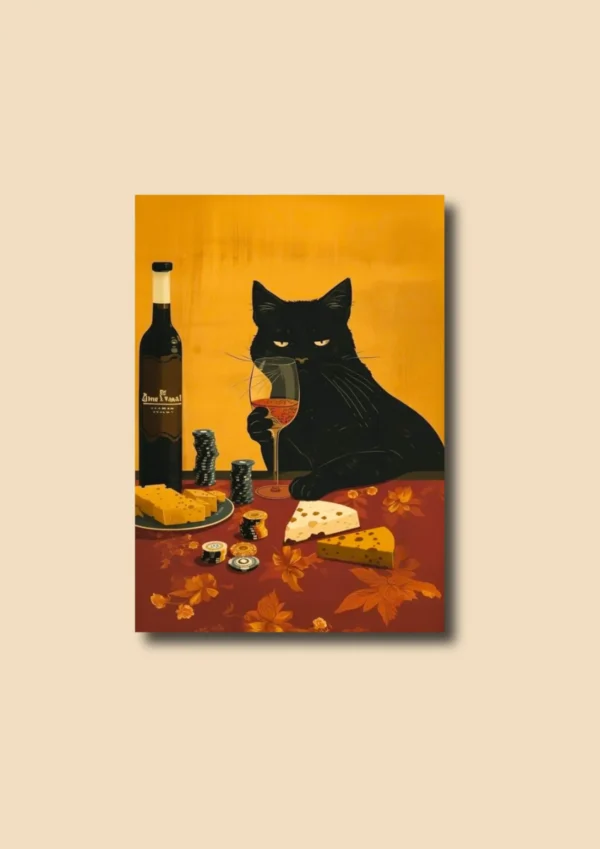 CUA-016 (2) Cuadro "Le Chat Sommelier" 50x65cm