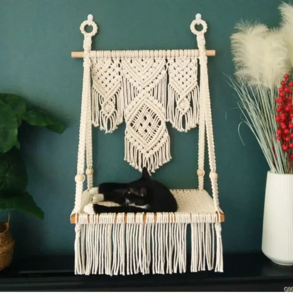 PET-006-cover Bed Macramé Cat 40x65cm