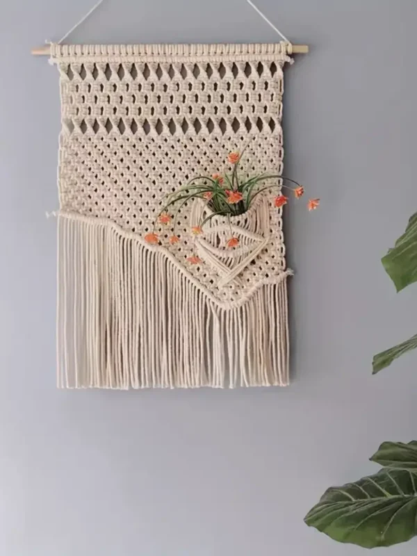 Tapiz Macramé con adorno floral 50x60cm