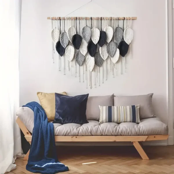 TAP-014-second Tapiz Macramé con Hojas Multicolor 100x80cm