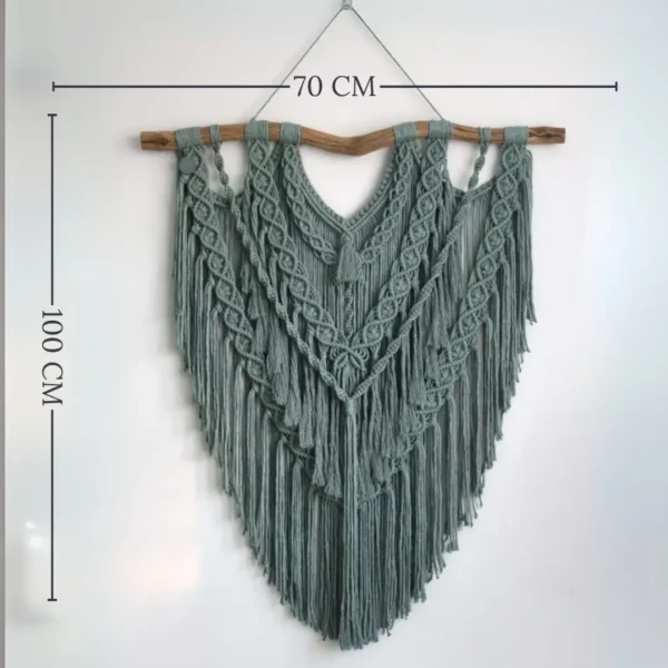 Tapiz Macramé Elegante Verde Petroleo 70x100cm