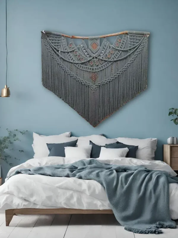 Tapiz Macramé Elegante Verde Petroleo 120x100cm