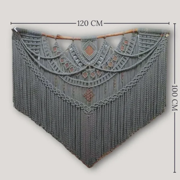TAP-032-final Tapiz Macramé Elegante Verde Petroleo 120x100cm